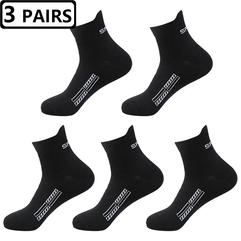 3 Pairs=6pcs Sports Socks Mens Solid Color Casual New Fashion Comfortable Cotton Man Sock Spring Autumn All Match Male Socks Sox