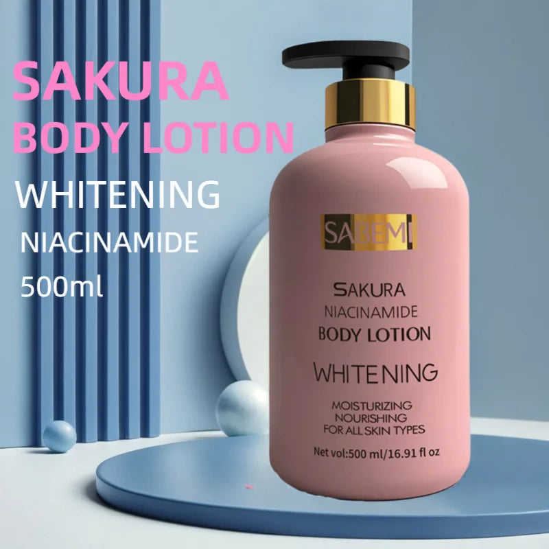 500ml Sakura Niacinamide Body Lotion Smooth Hydrating Improving Dry Moisturizer Whitening Skin Moisturizing Lotion Lightening