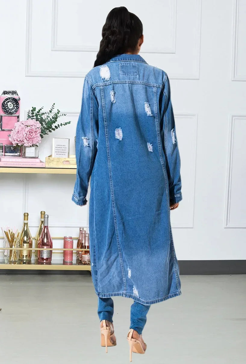 Cotton Denim Coat Women Spring Autumn Ropa Cardigan Jeans Long Gothic Bomber Jacket Windbreaker Y2k Women Jackets Maxi Elegant