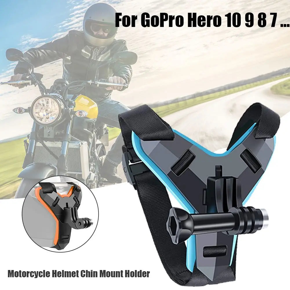 Sports Holder Camera Helmet Straps Mount Helmet Chin Stand Motorcycle Full Face For GoPro Hero 10 9 8 7 6 5 4 3