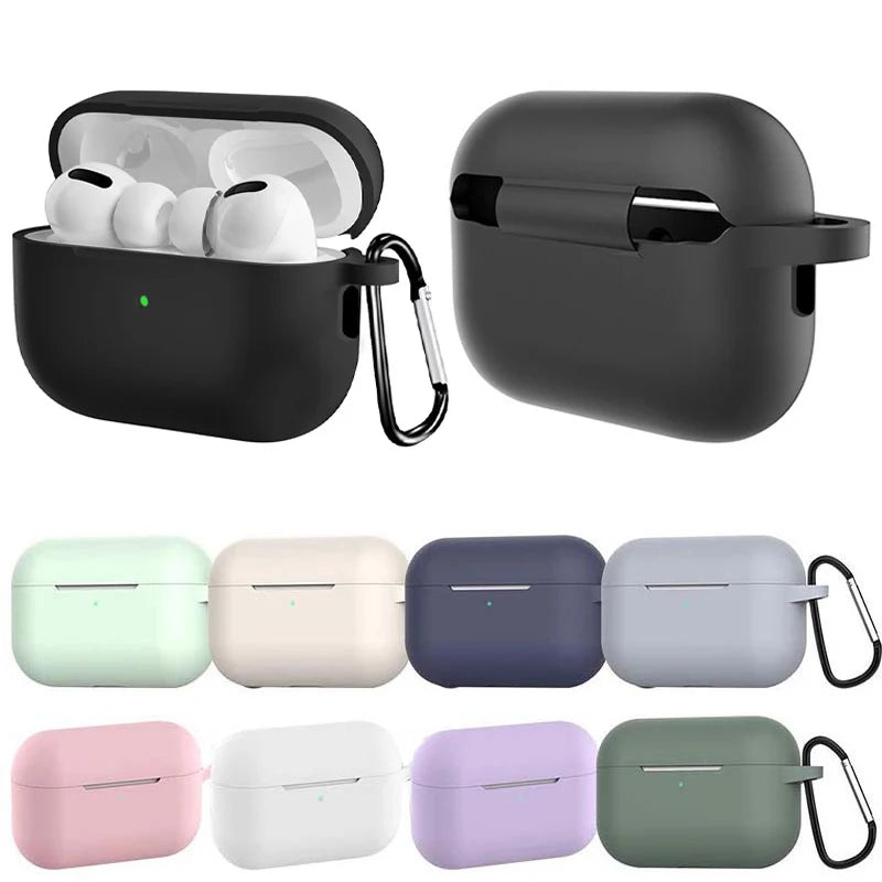 Silicone Case For Airpods Pro 2 2nd gen Luxury Wireless Earphone Protective Cover Anti-drop Case With Hook Headphone Accessories