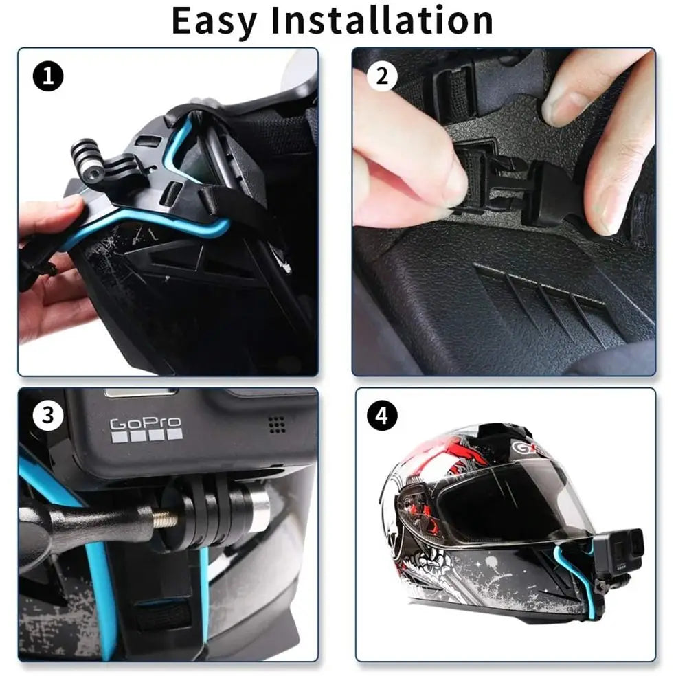 Sports Holder Camera Helmet Straps Mount Helmet Chin Stand Motorcycle Full Face For GoPro Hero 10 9 8 7 6 5 4 3